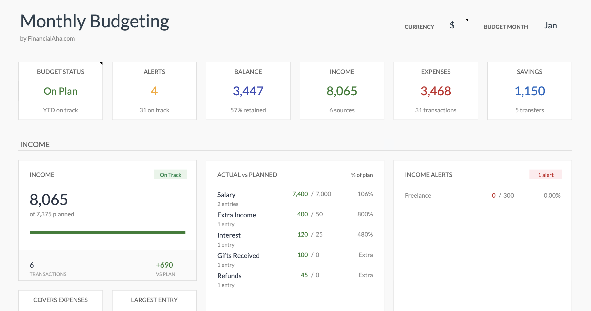 FinancialAha! Spreadsheets gallery image