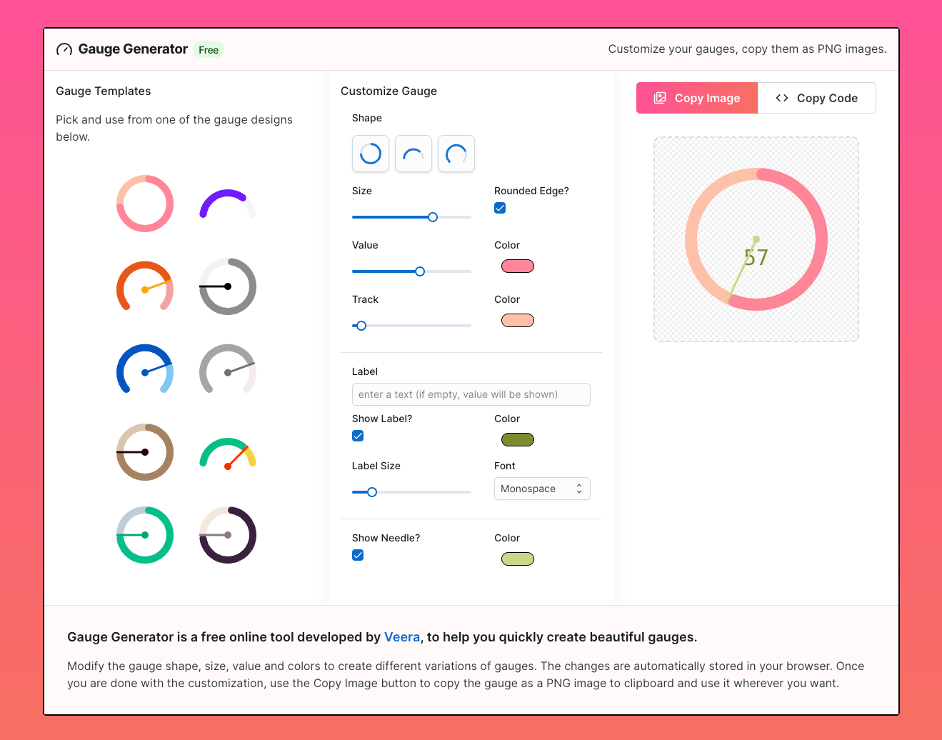 Mídia 2 de Gerador de medidores - Crie gráficos de medidores personalizados e exporta como imagem ou código