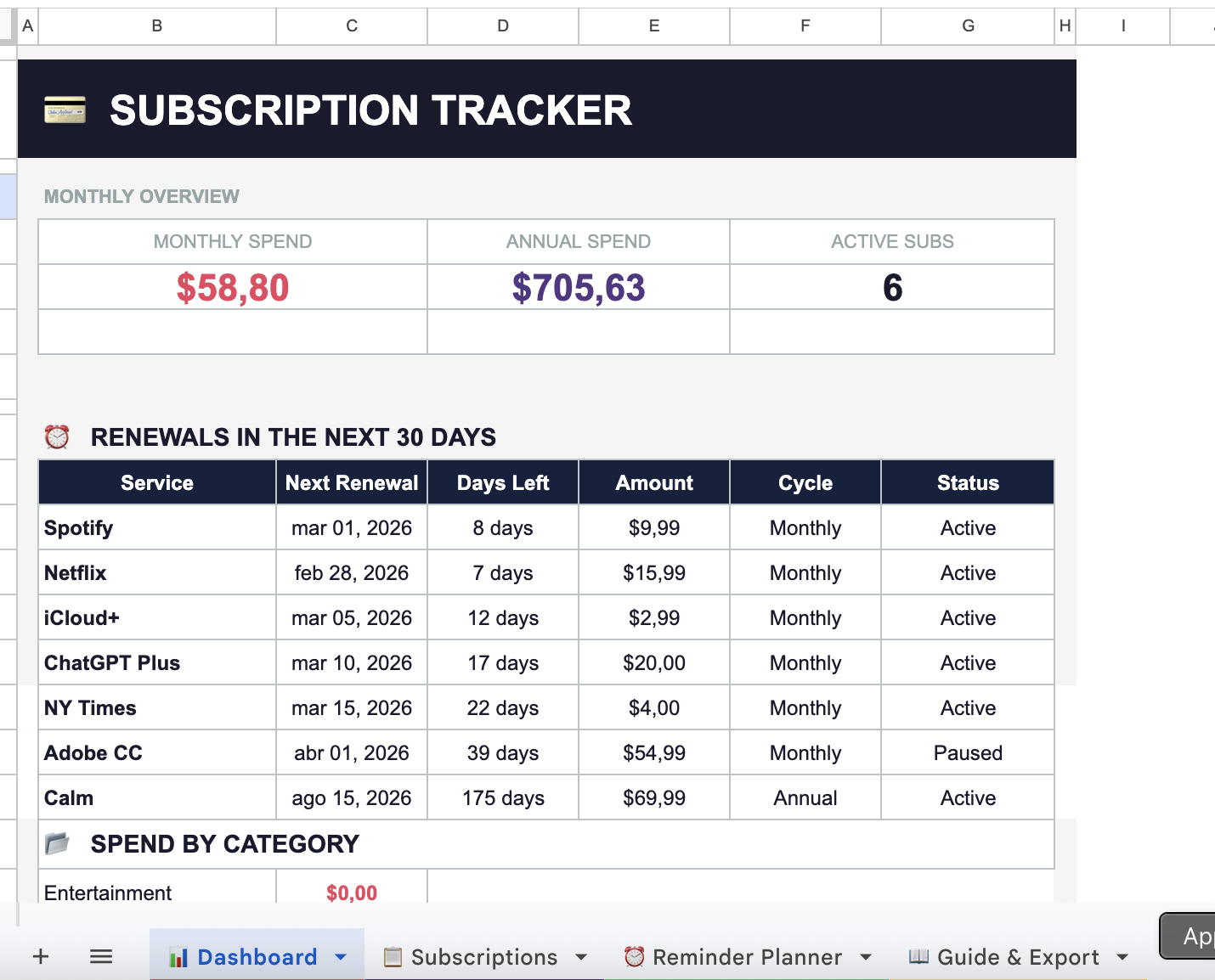 Subscription Tracker - Screenshot 3 showing product features and functionality