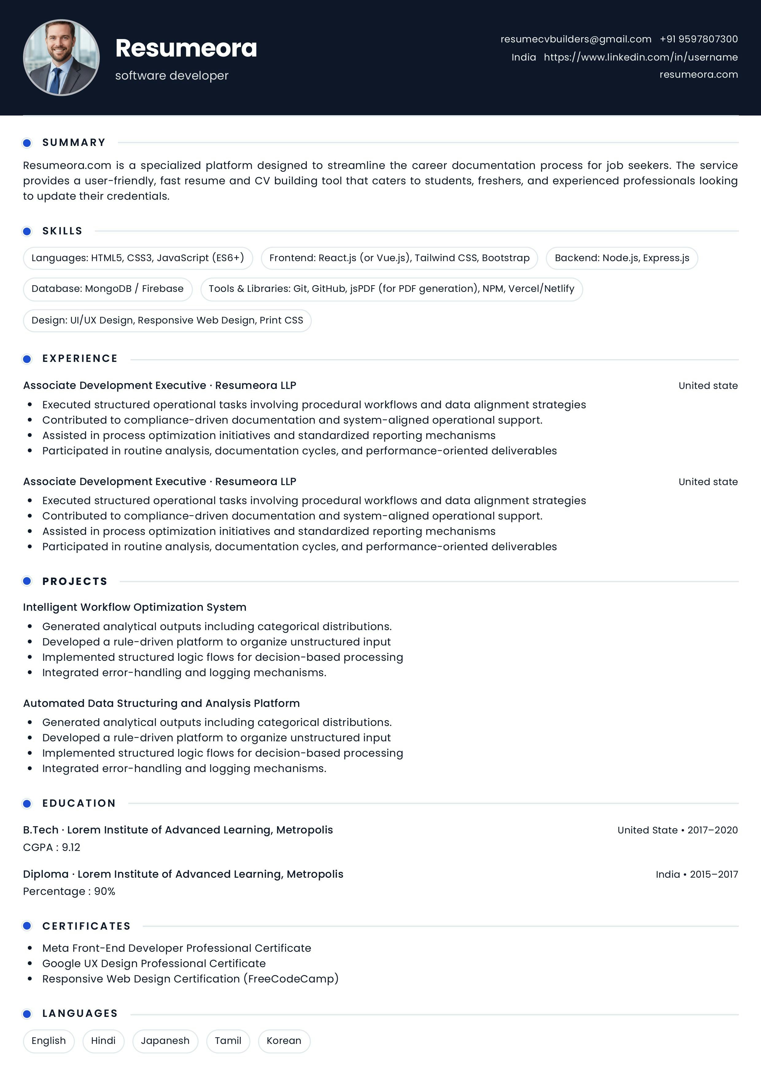 Resumeora Resume Builder gallery image