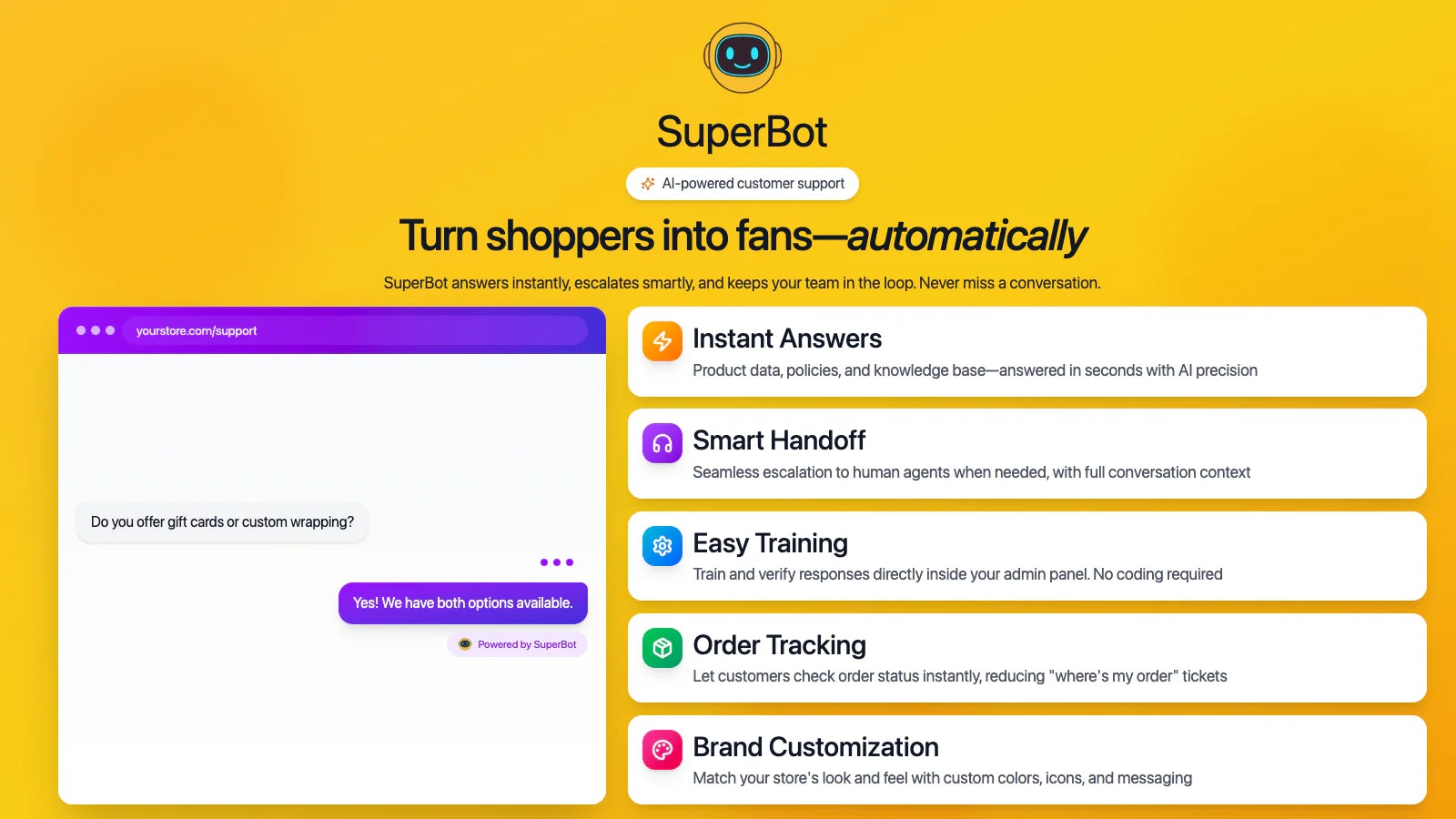 SuperBot - Main product screenshot demonstrating key features and user interface
