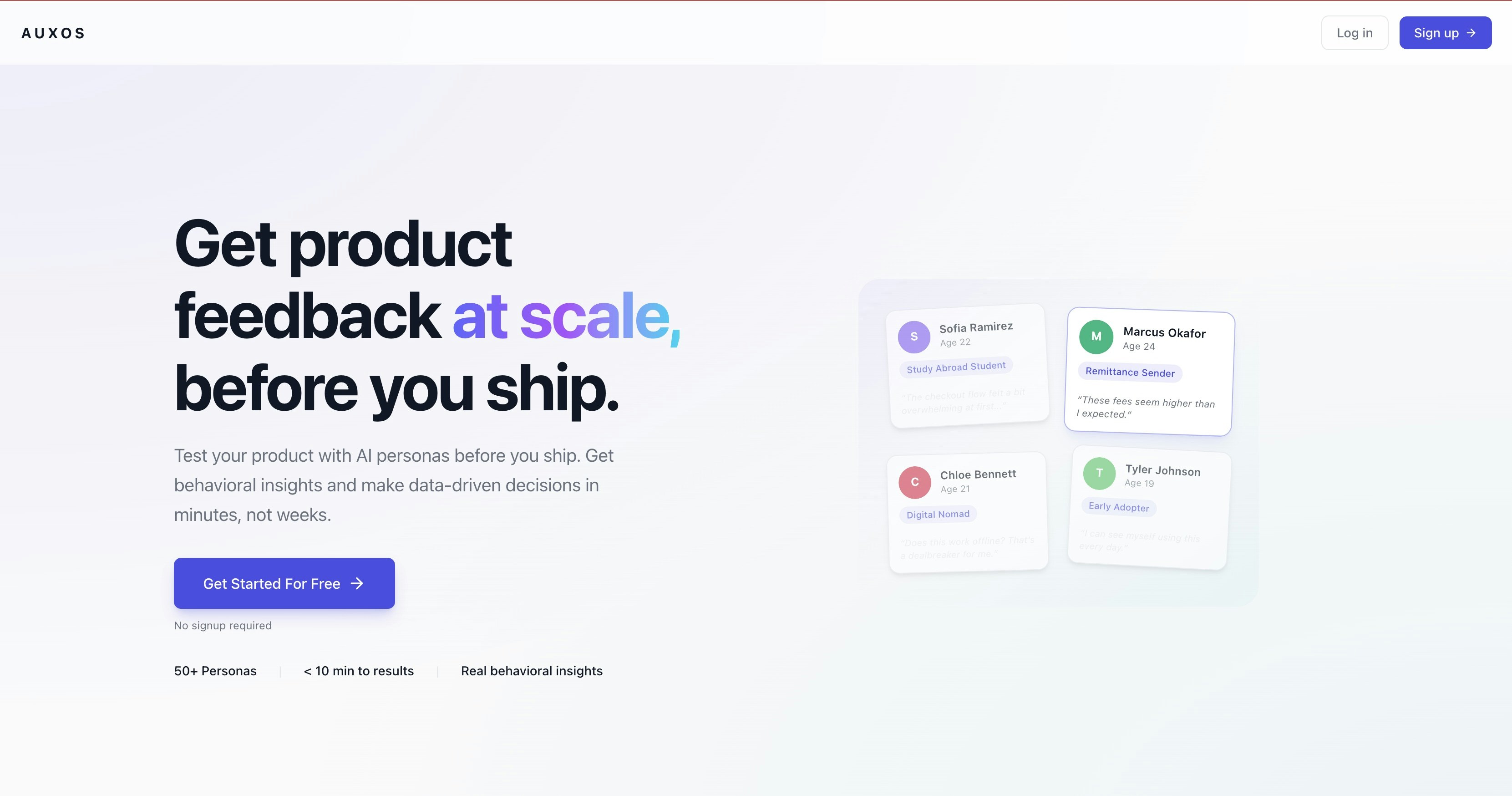 Auxos - Main product screenshot demonstrating key features and user interface