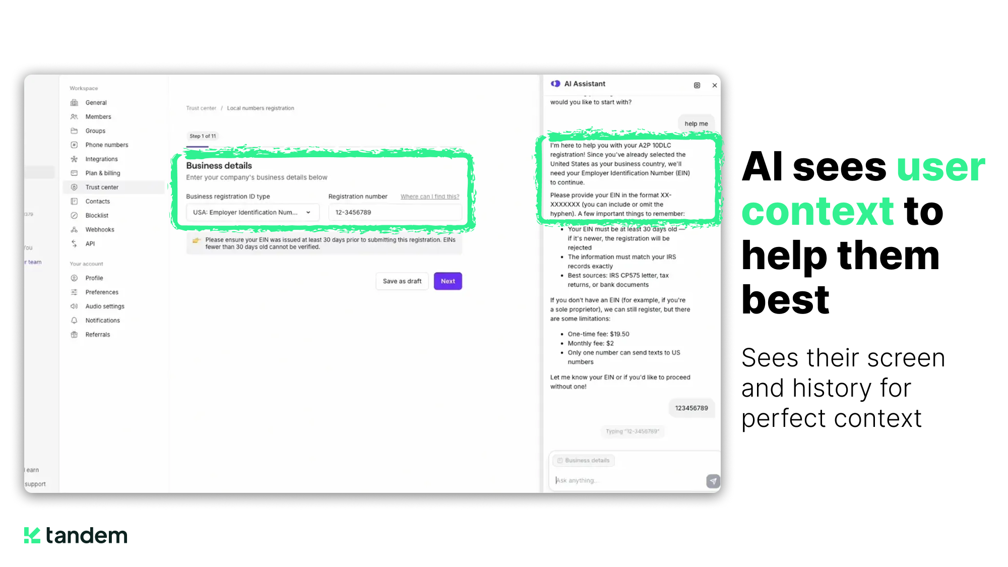 Tandem AI - Screenshot 4 showing product features and functionality
