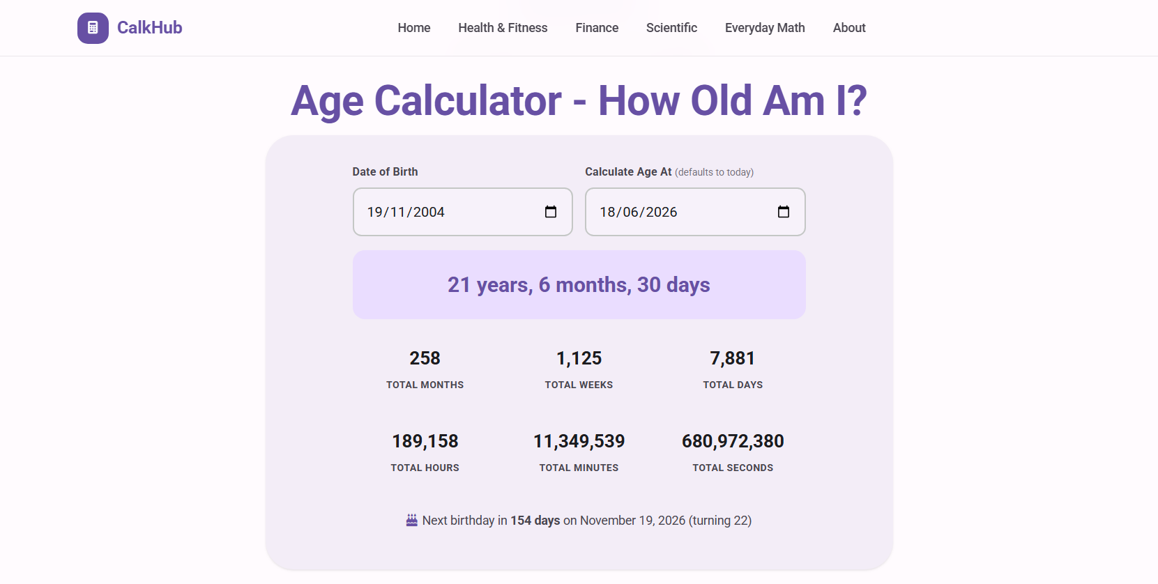  CalkHub Age Calculator