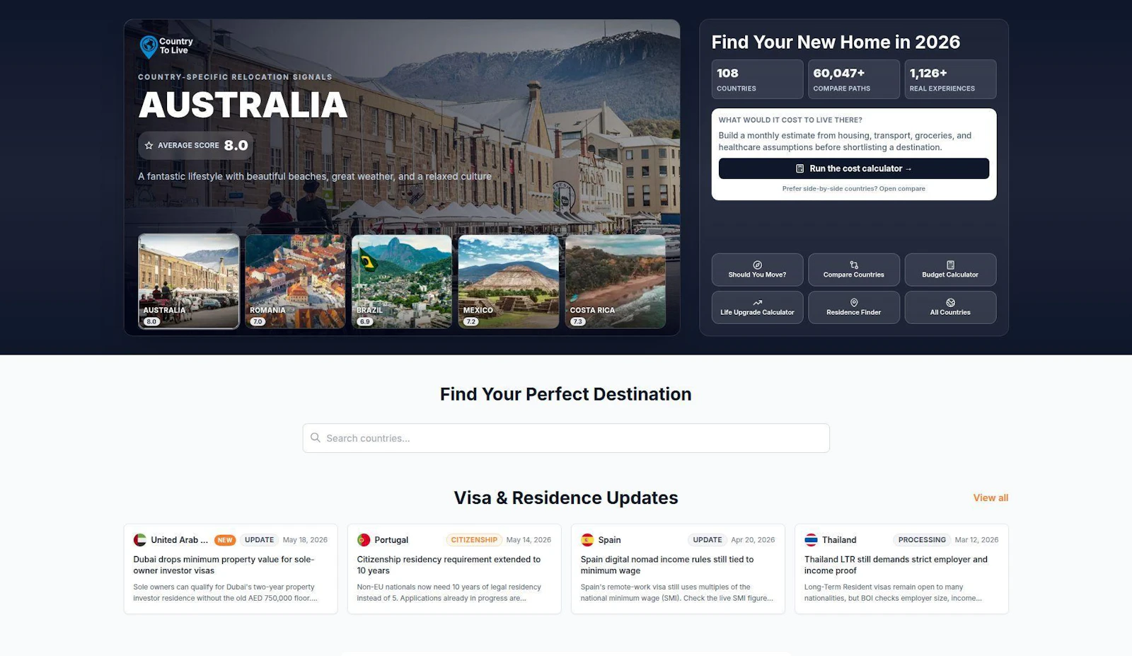 CountryToLive screenshot 1