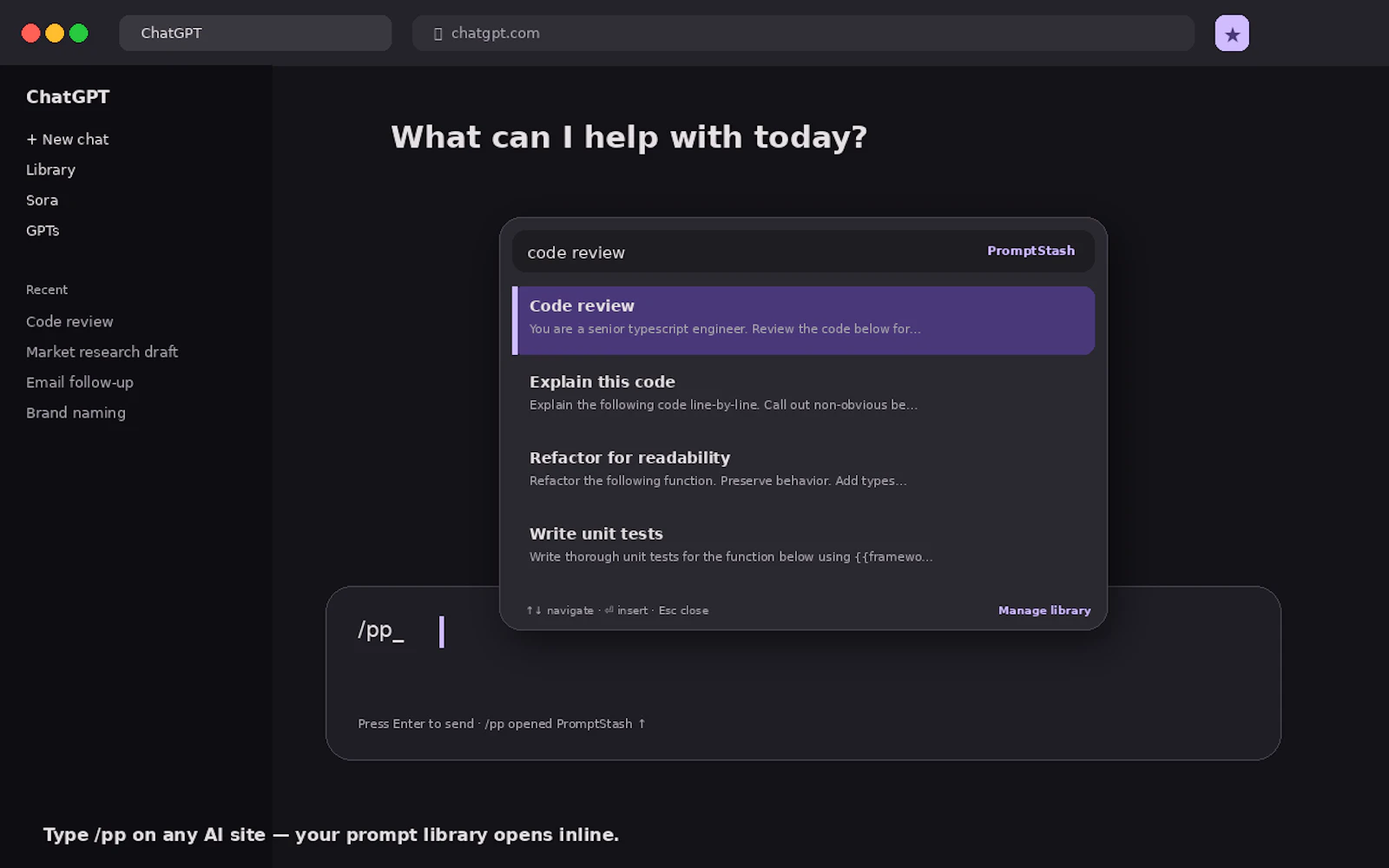 PromptStash screenshot 2