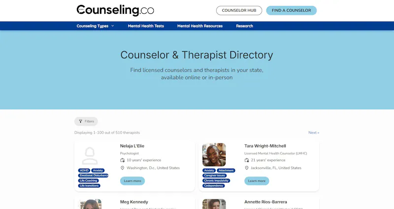 Counseling.co screenshot 2