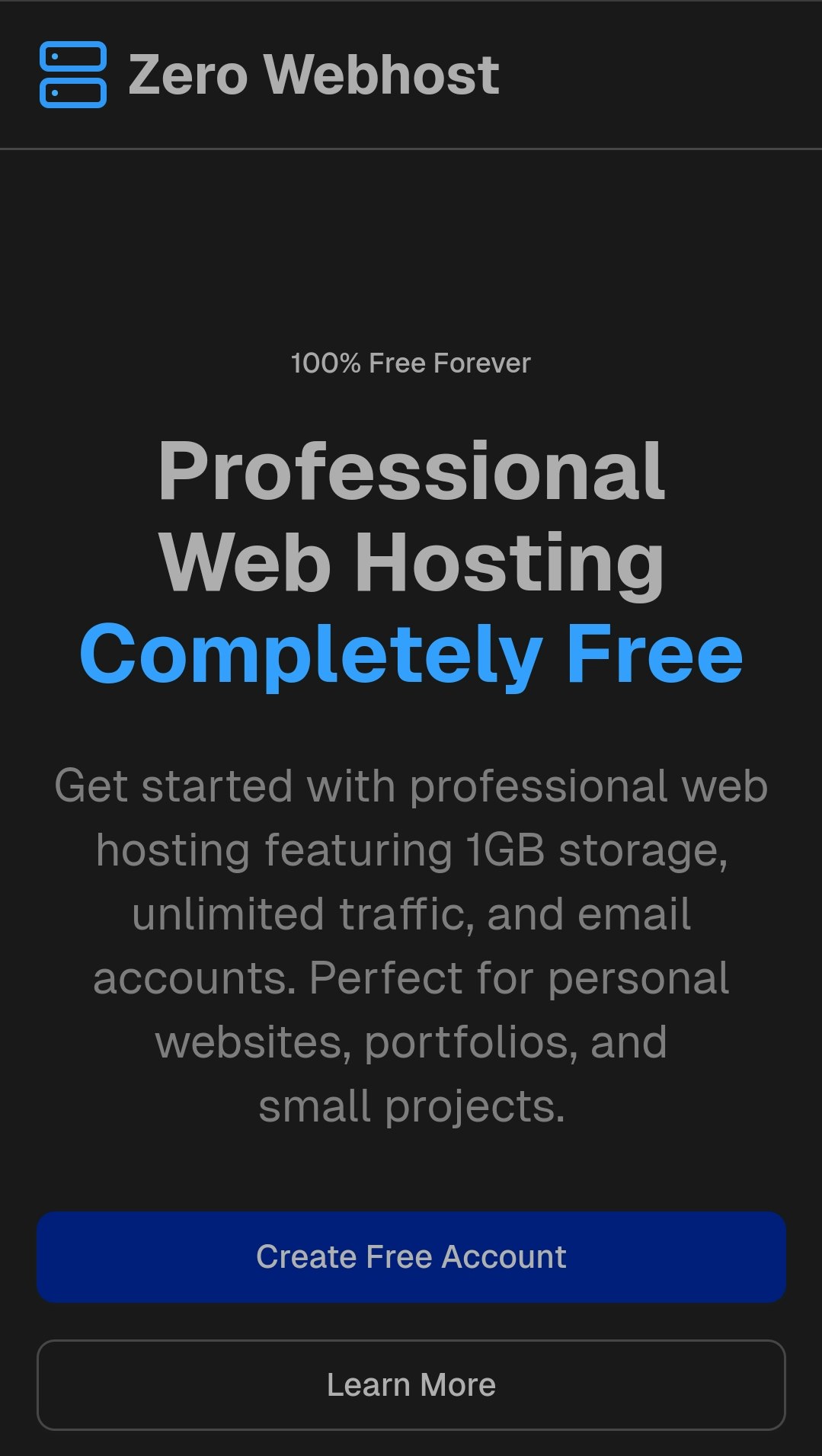 Zero Webhost - 100% Free forever