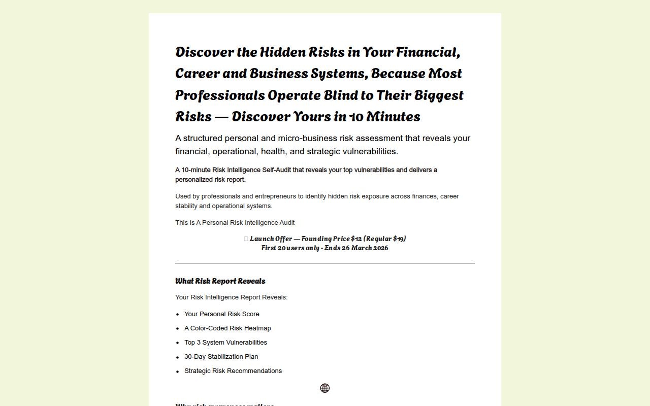 Risk Intelligence Self Audit gallery image