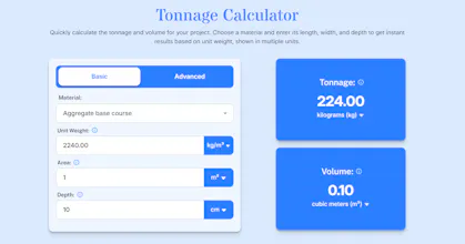 Tonnage Calculator gallery image