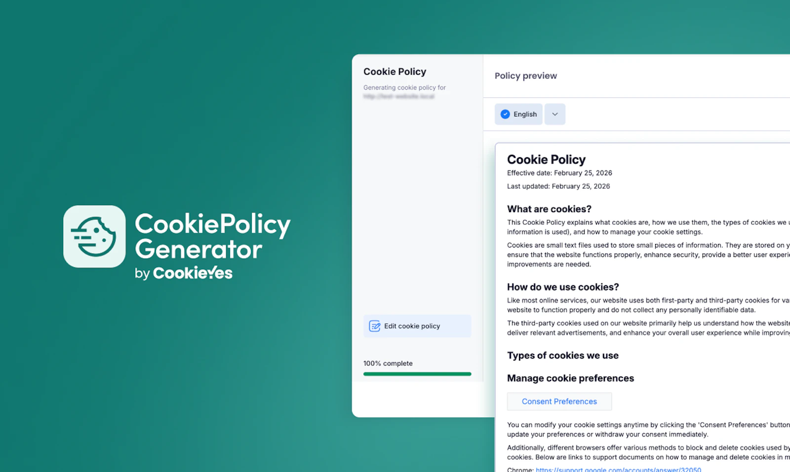 CookiePolicy Generator by CookieYes screenshot 2