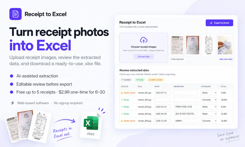 Receipt to Excel screenshot 4