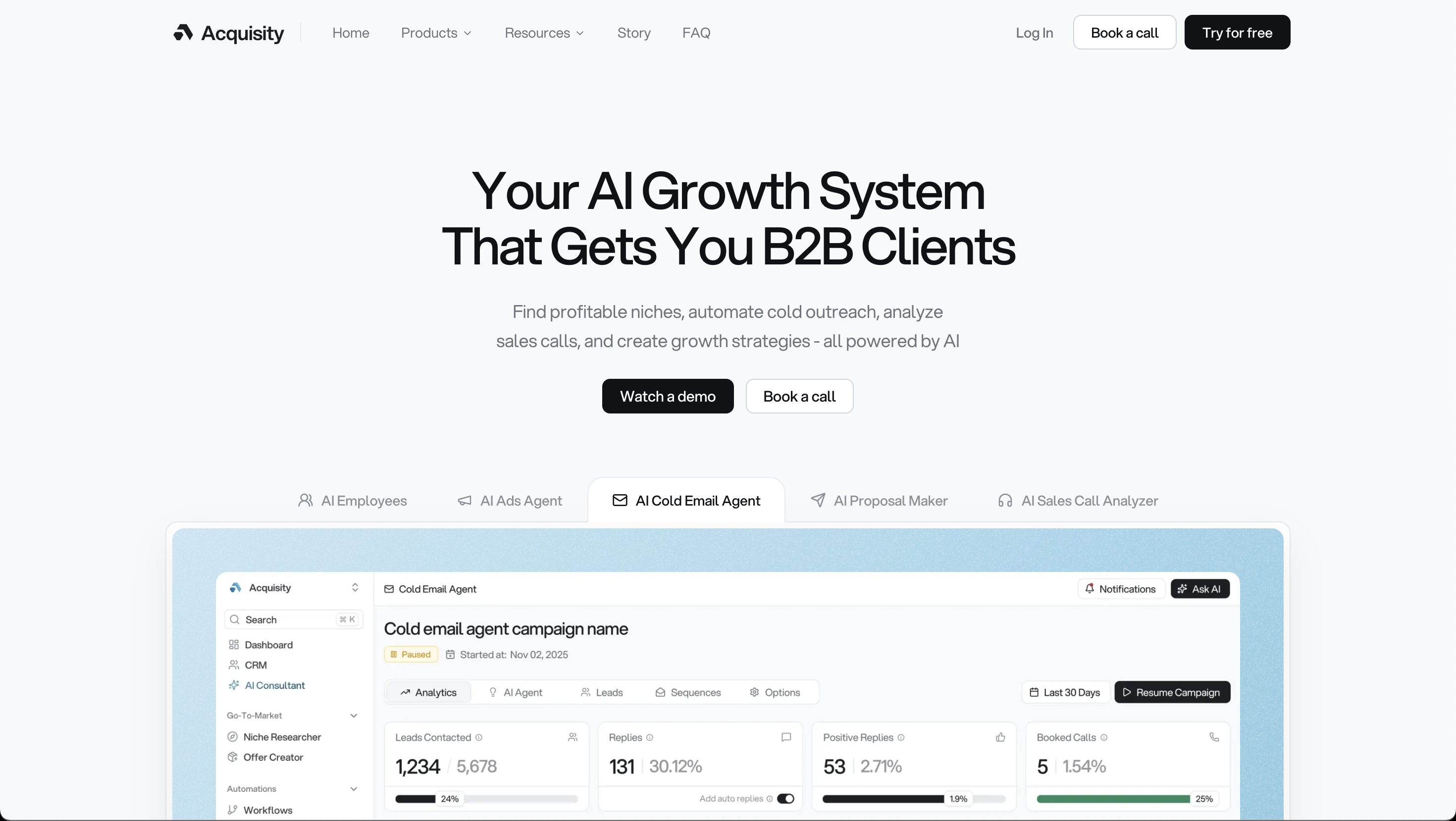 Acquisity - Main product screenshot demonstrating key features and user interface