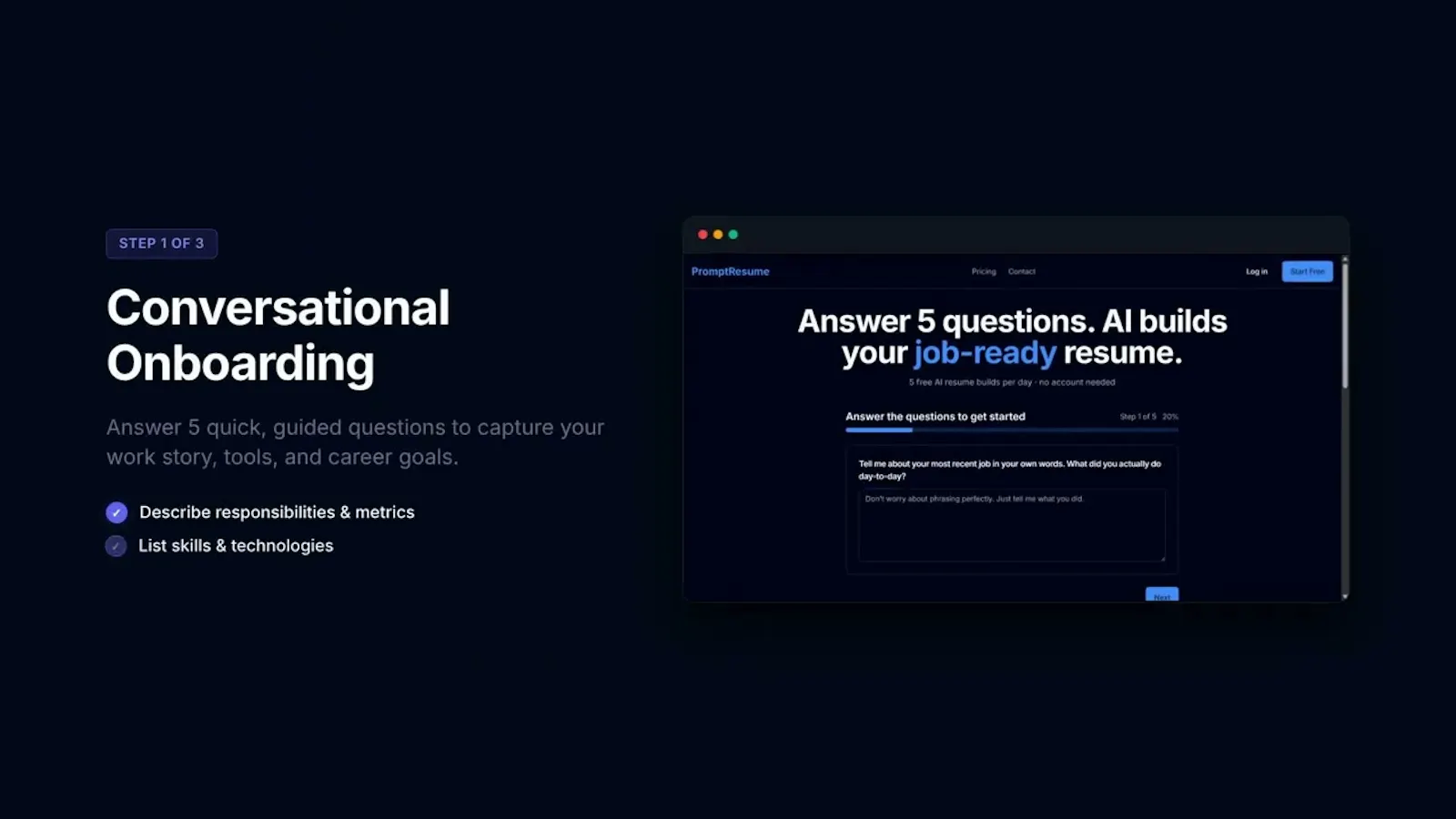 PromptResume screenshot 1 (video preview)