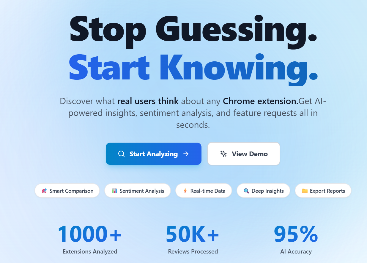 Extension Radar V1 - Main product screenshot demonstrating key features and user interface