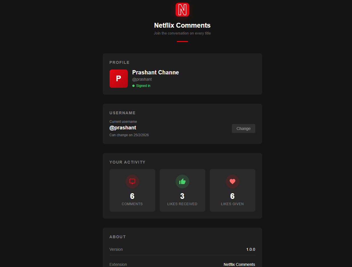 Netflix Comments - Screenshot 3 showing product features and functionality