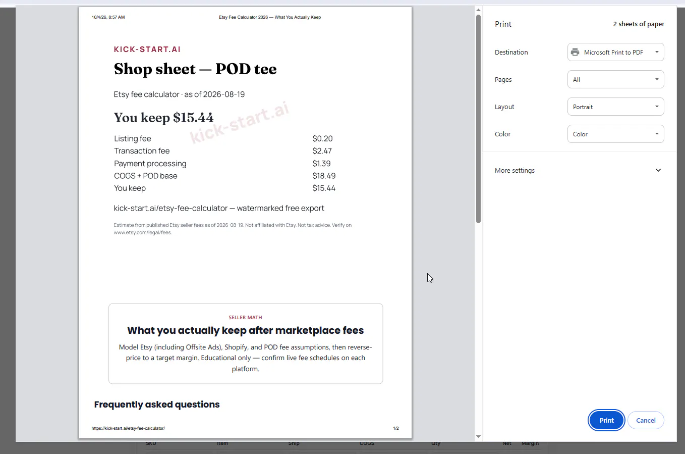 Etsy Fee Calculator gallery image