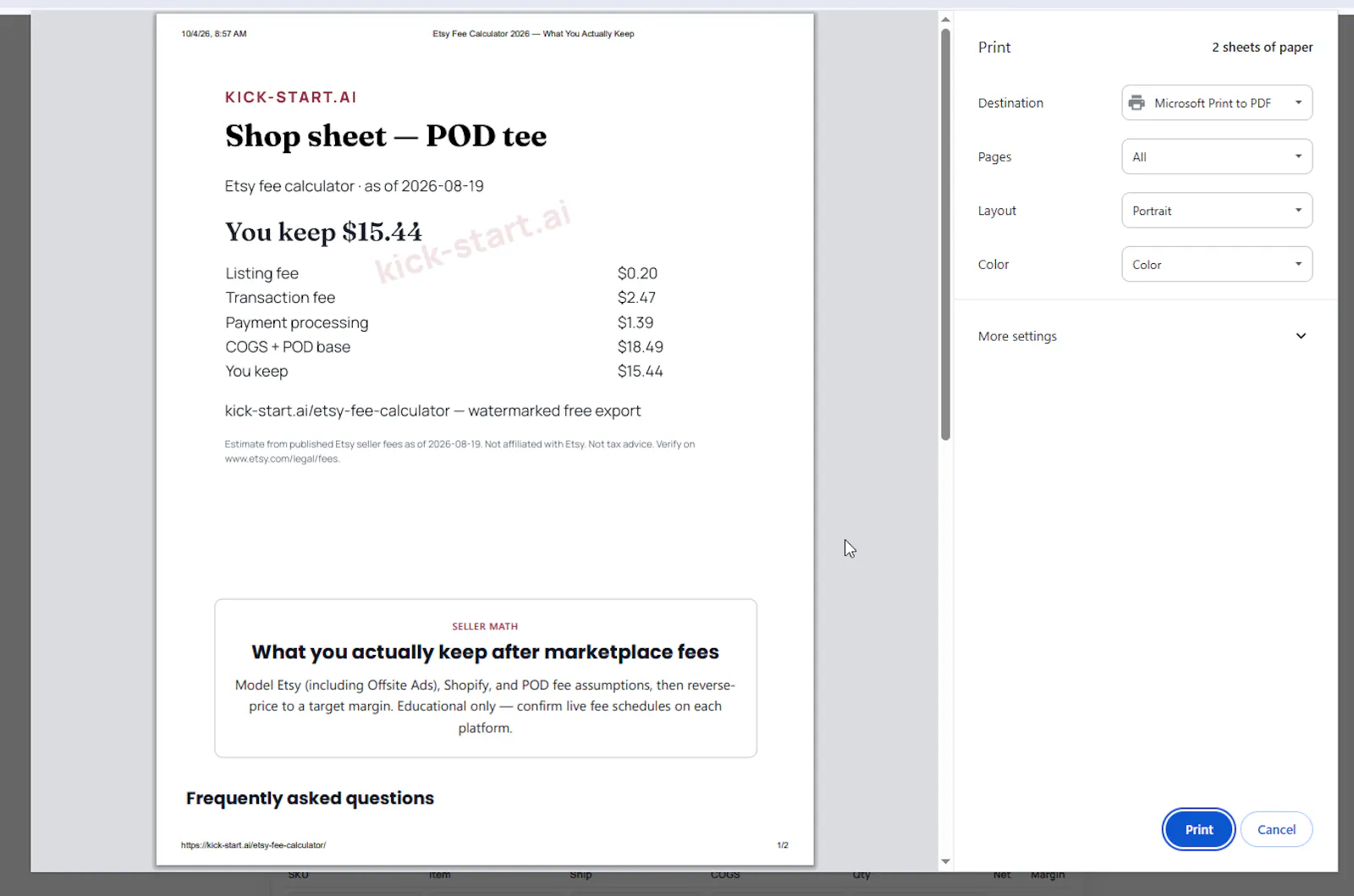 Etsy Fee Calculator screenshot 3