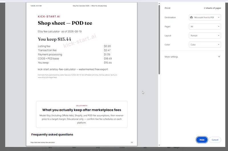 Etsy Fee Calculator screenshot 3