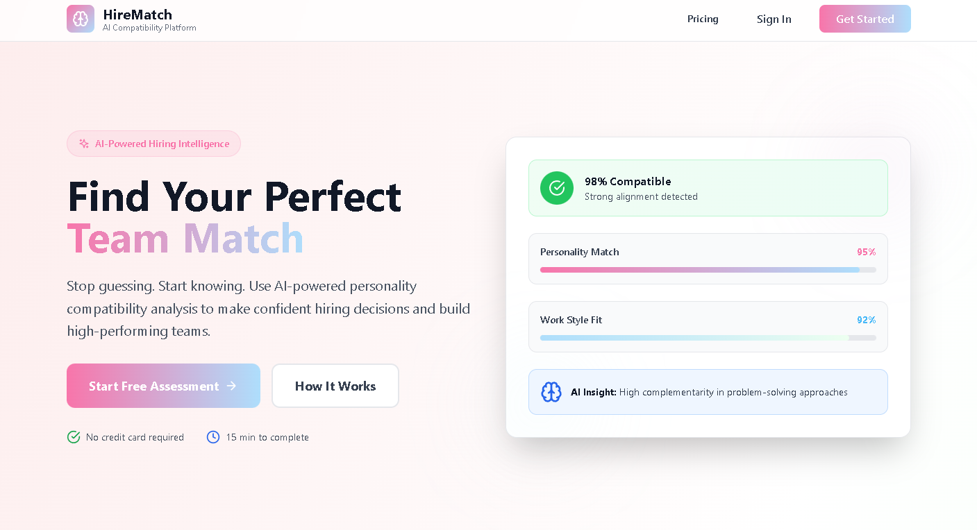 HireMatch - Main product screenshot demonstrating key features and user interface