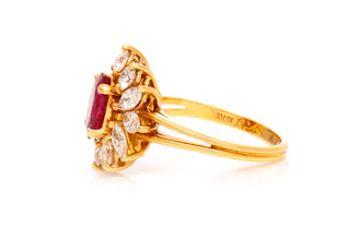 Buy Ruby and Diamond Flower Ring gallery image