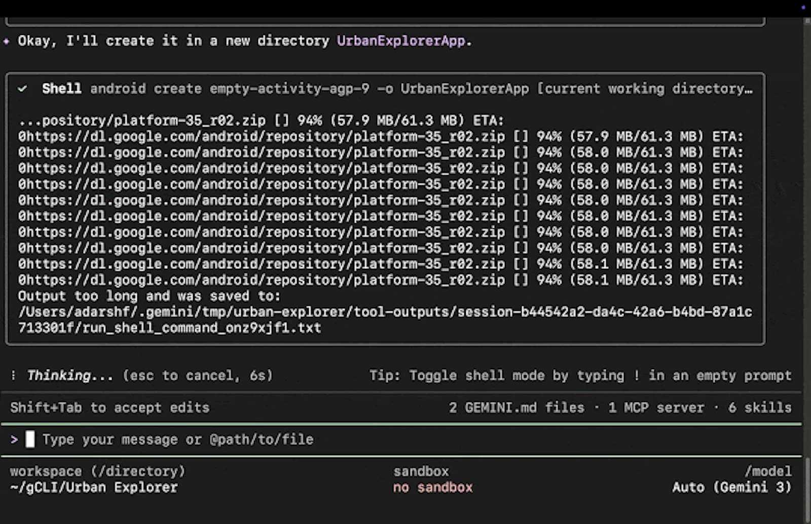 Android CLI screenshot 5