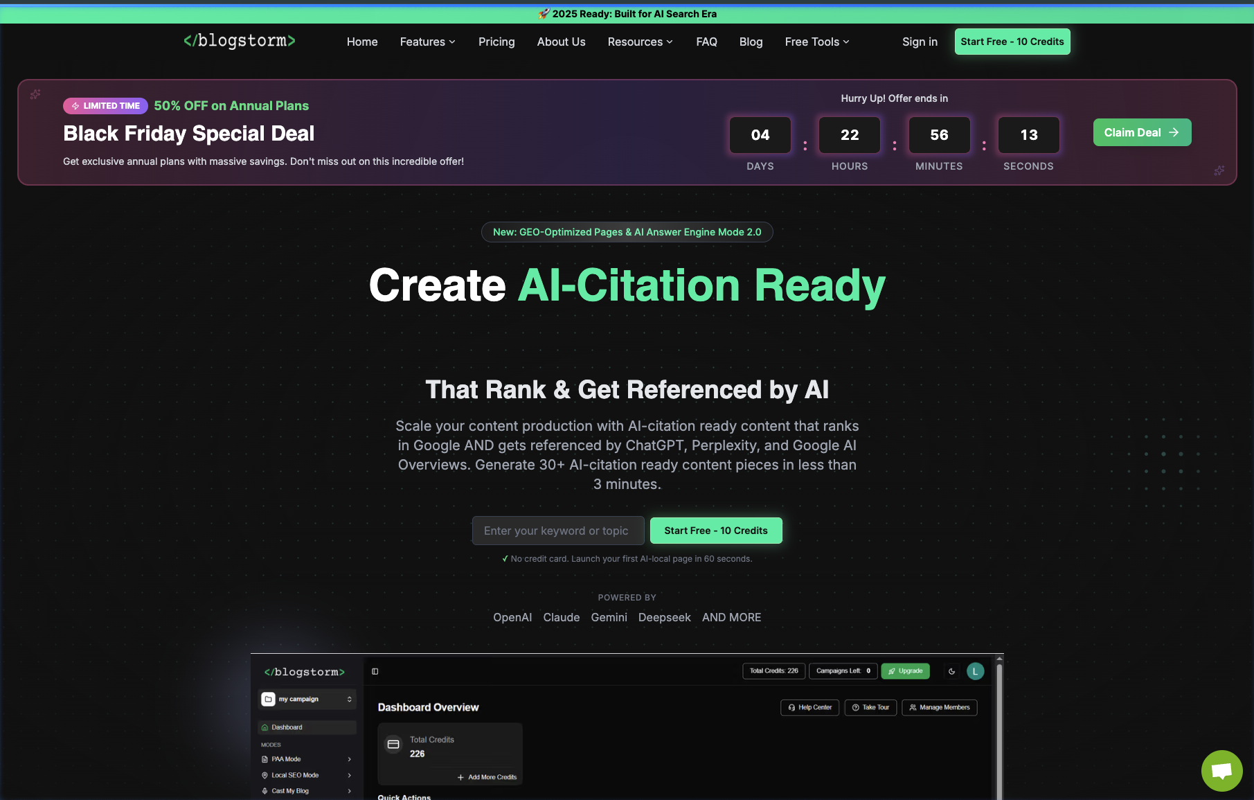 BlogStorm 2.0 - Main product screenshot demonstrating key features and user interface