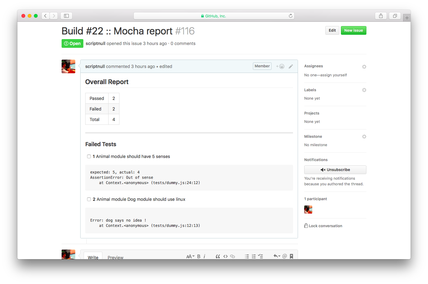 Mocha Github Reporter gallery image