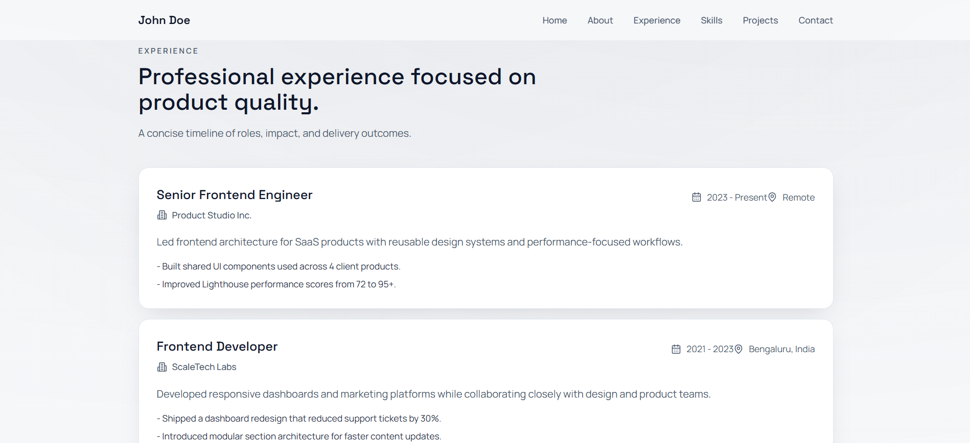Minimal Developer Portfolio Template - Main product screenshot demonstrating key features and user interface