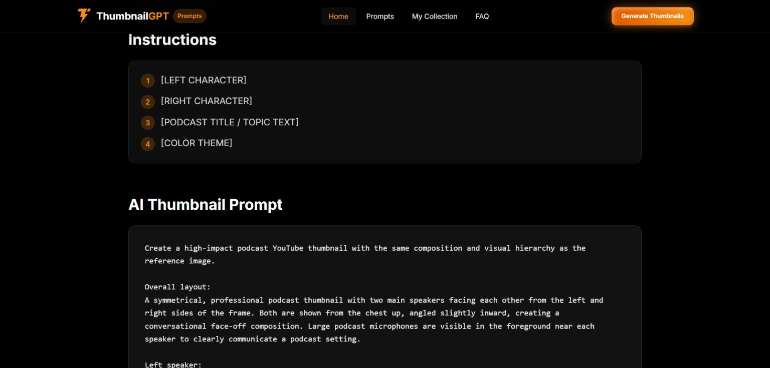 ThumbnailGPT Prompts - Screenshot 4 showing product features and functionality