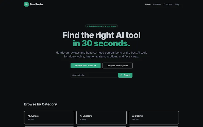 ToolPorto — Honest AI Tool Reviews screenshot 1