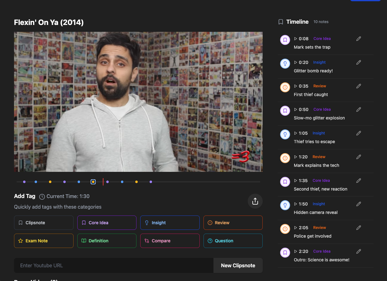 Media Clipsnote - Tag Moments trên bất kỳ dòng thời gian video YouTube nào 3