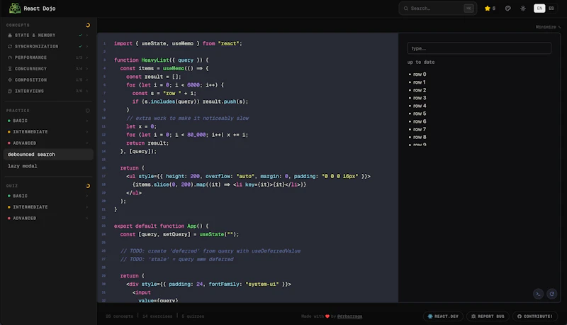 React Dojo screenshot 5