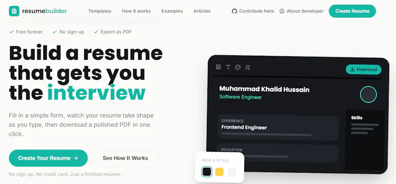 resumebuilder screenshot 1