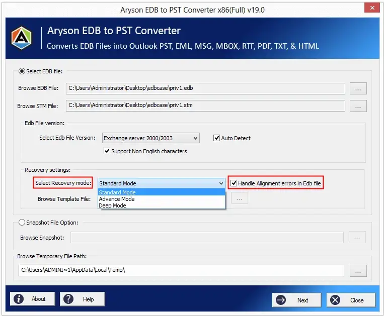 Aryson EDB'den PST Dönüştürücüsüne medya 3