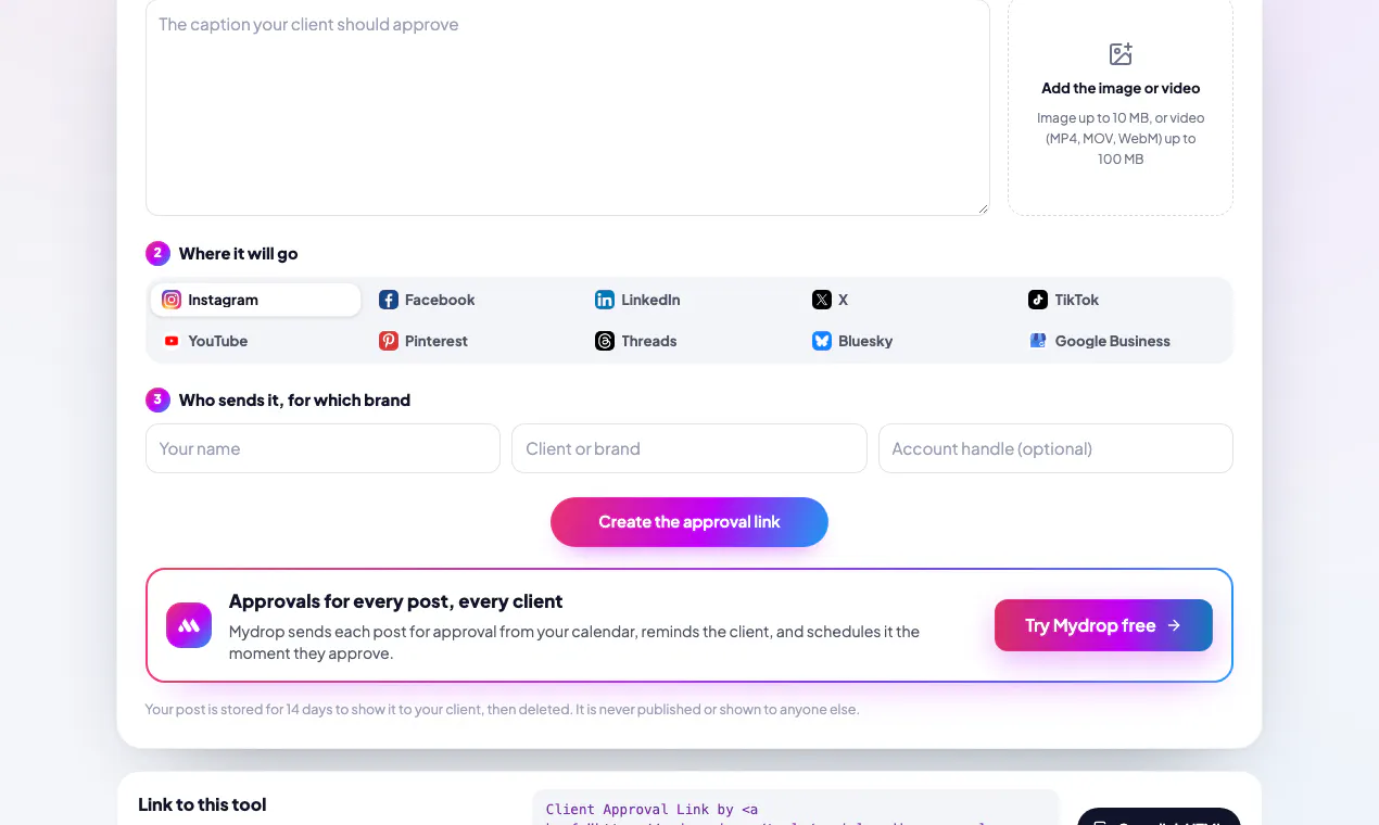 Social Media Approval Link gallery image