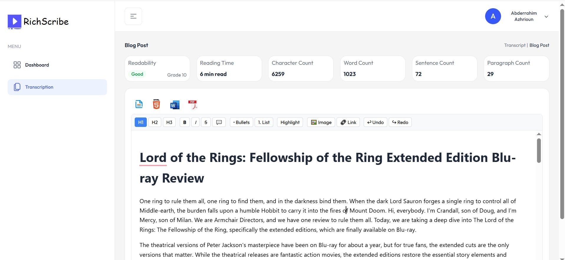 RichScribe gallery image