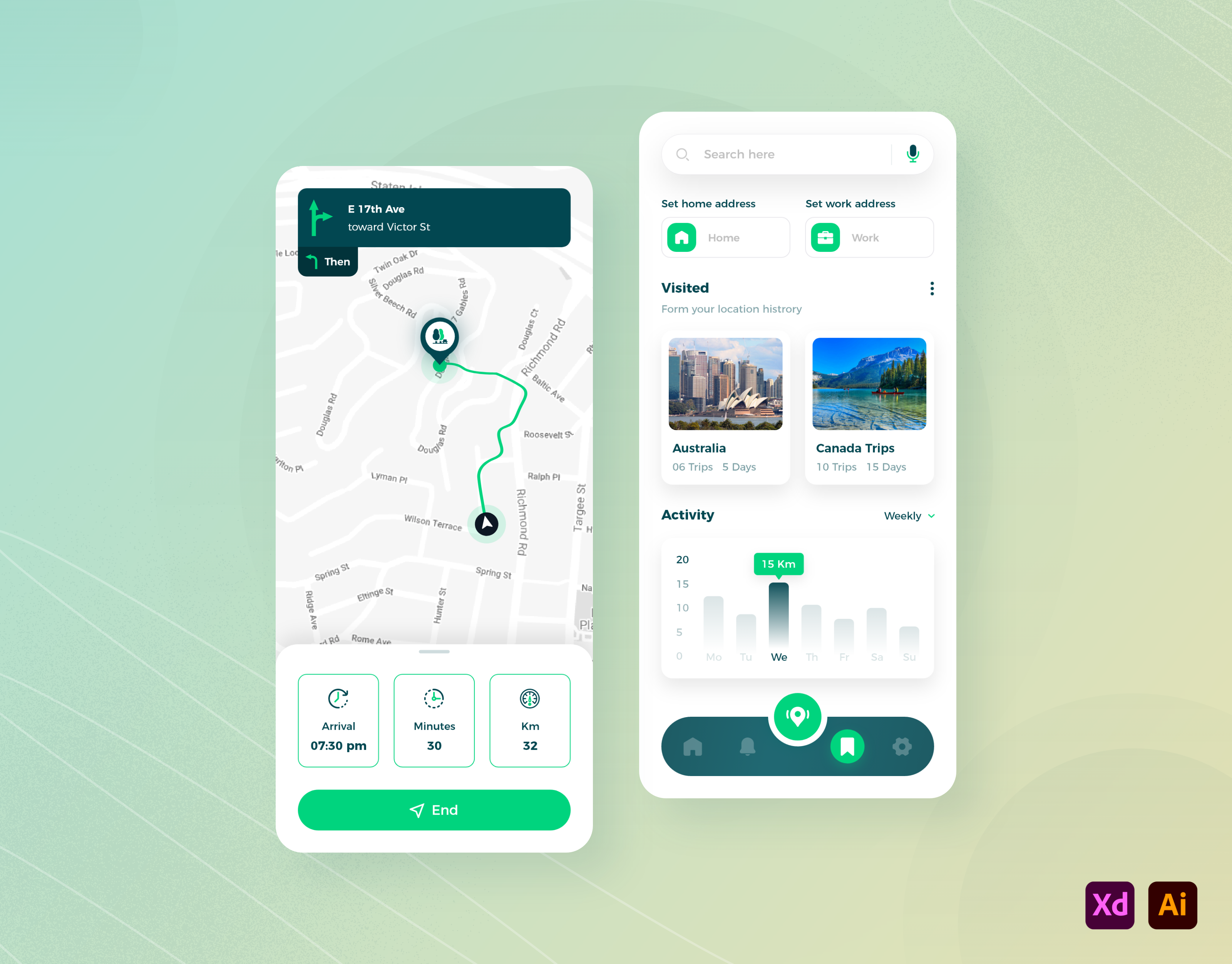Kaart- en navigatie -app UI Kit - Onze onlangs ontworpen kaartnavigatie -app media 2