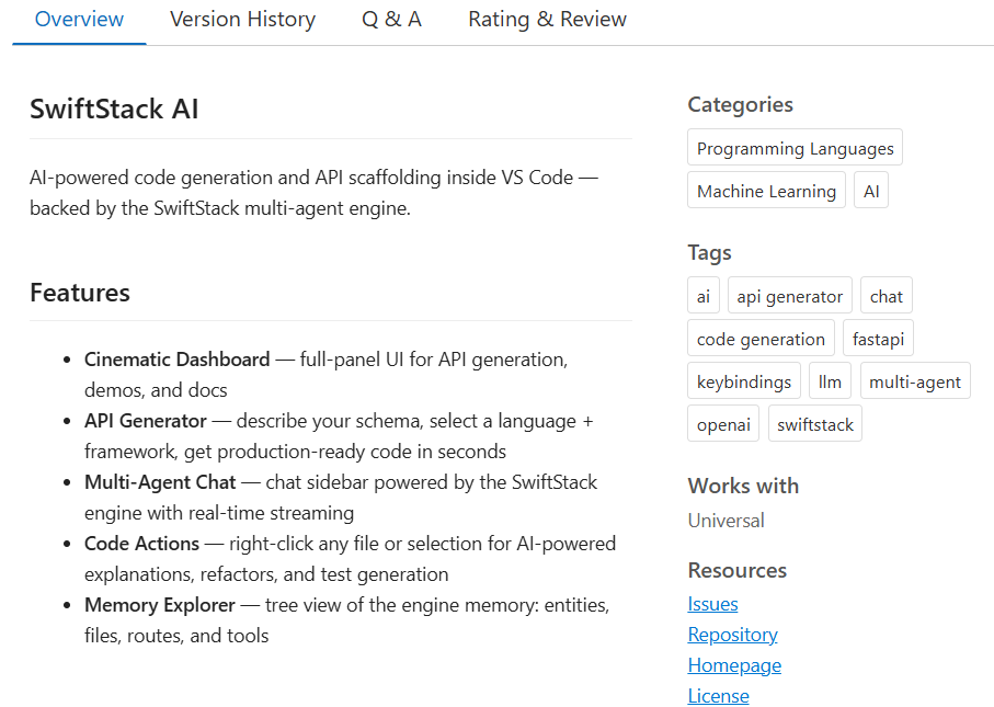 SwiftStack AI for VS Code gallery image