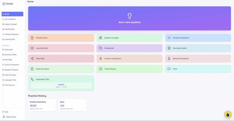Média Sturio - Partenaire d'étude sur l'IA Générateur de quiz, flashcards et résumés 2
