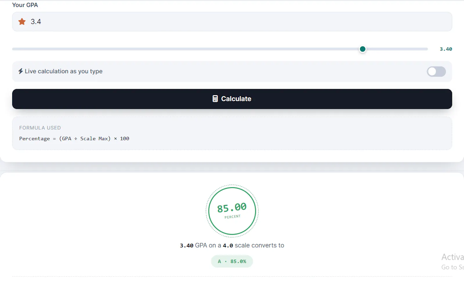 GPA to Percentage Converter screenshot 4