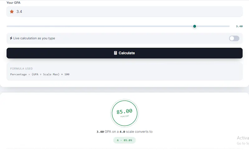 GPA to Percentage Converter screenshot 4