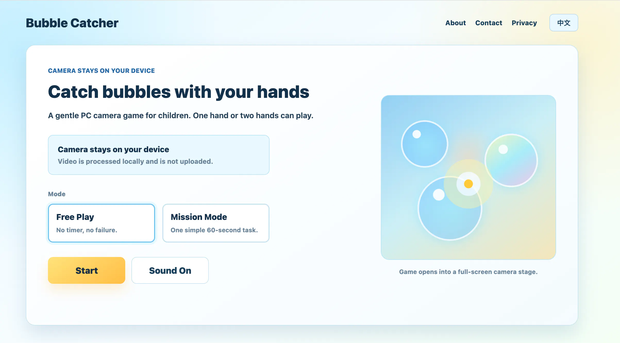 Bubble Catcher Camera Game