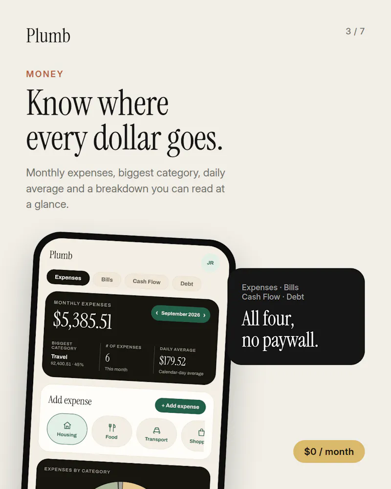 Plumb: Budgeting & Bills Tracker screenshot 2