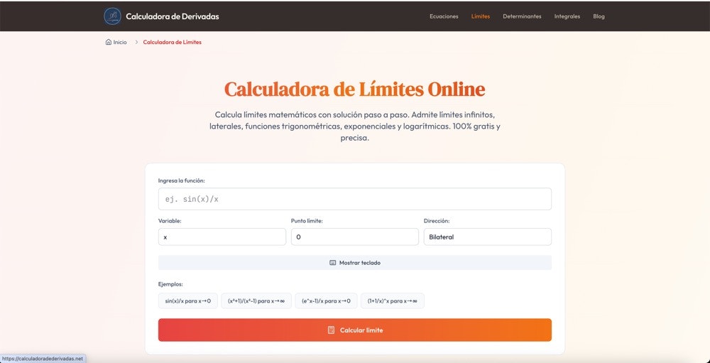 Calculadora de Derivadas - Main product screenshot demonstrating key features and user interface