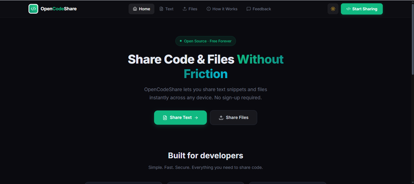 OpenCodeShare - Screenshot 3 showing product features and functionality