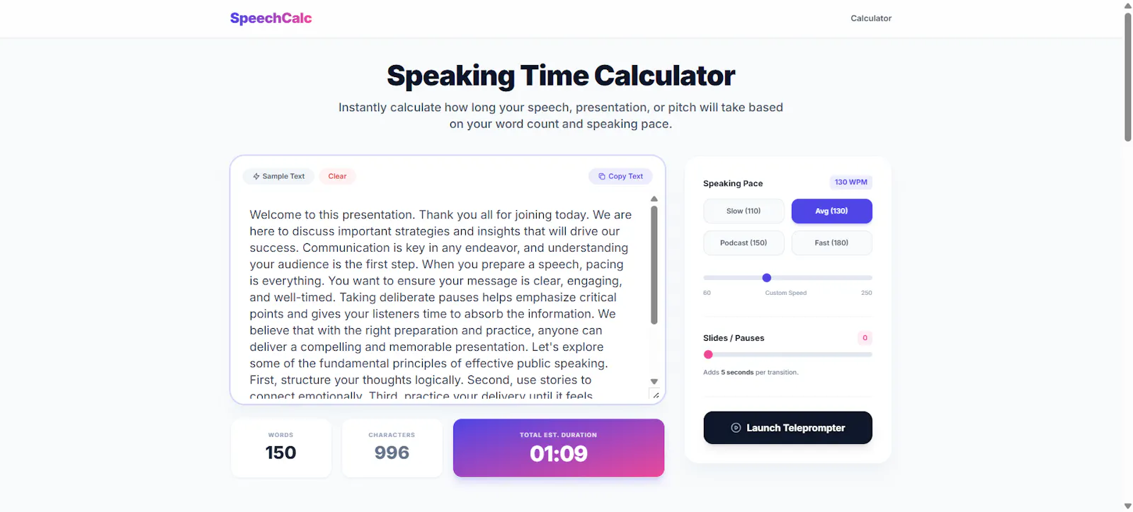 Speaking Time Calculator screenshot 1