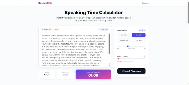 Speaking Time Calculator screenshot 1