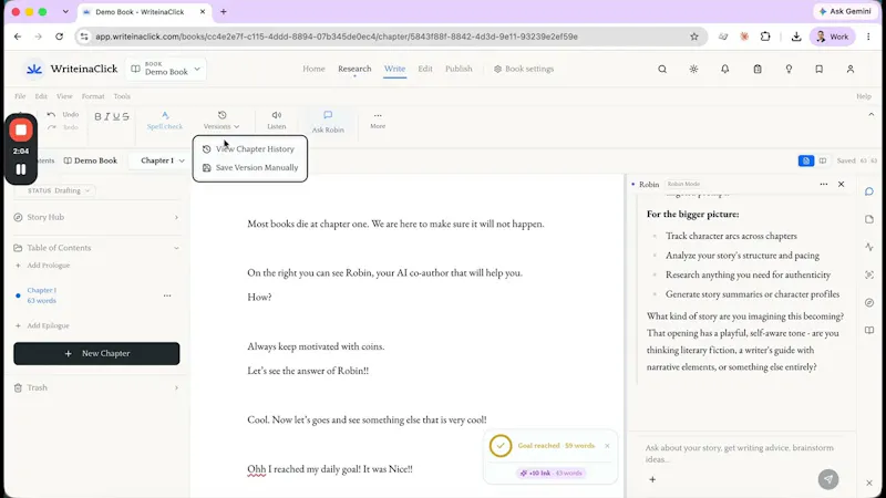 WriteinaClick screenshot 1 (video preview)