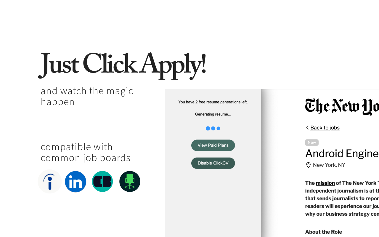 Mídia 1 de Clickcv - Currículos personalizados toda vez que você clicar